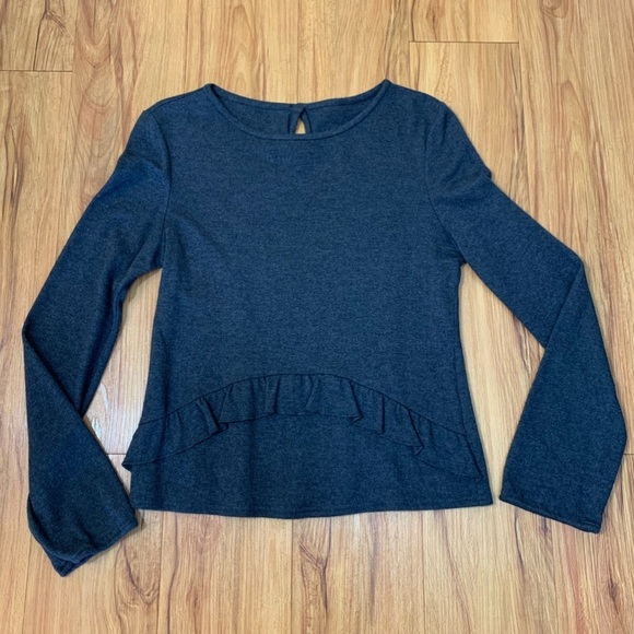 Gay Giano Charcoal Grey Angora Wool Ruffle Scoopneck Sweater - Picture 11 of 11